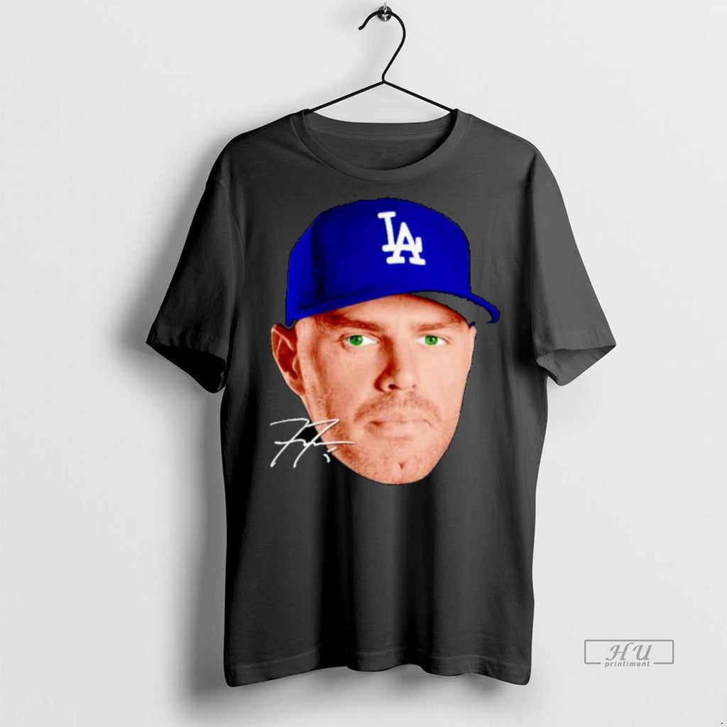 Officials Freddie Freeman Mlb Los Angeles Dodgers Big Head Signature Ornaments Premium Tee Shirt Sweater