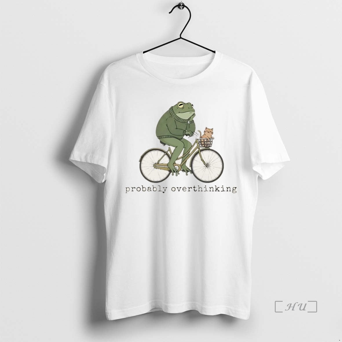 Officials Frog Riding A Bike With Cat Probably Overthinking Funny Meme Christmas