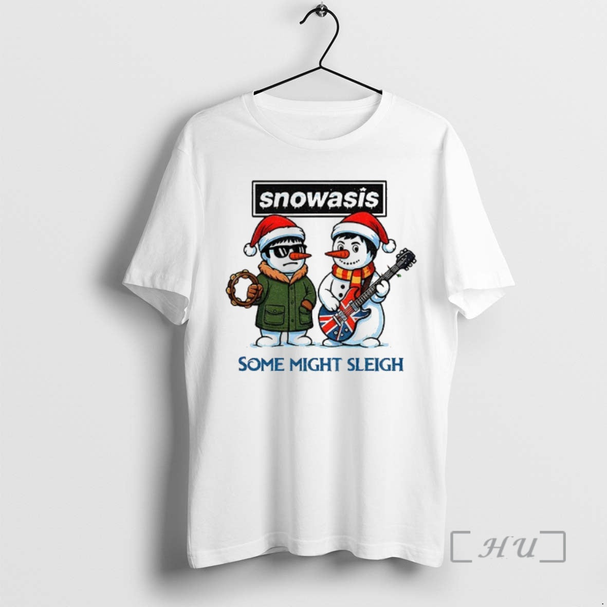Officials Funny Christmas Snowasis Some Might Sleigh Snowman Rock Band Parody Premium T Shirt Sweater
