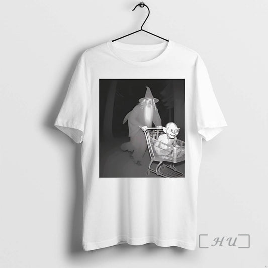 Officials Gandalf Pushing Gollum In Shopping Cart Photo Premium T Shirt Sweater