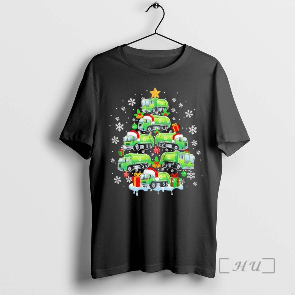 Officials Garbage Truck Santa Christmas Tree Joyful Driver Boys Family Black Premium T Shirts Sweater