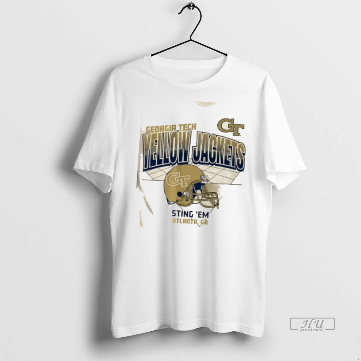 Officials Georgia Tech Football Helmet Grid Tee Shirt Sweater