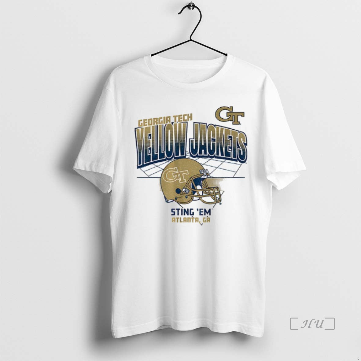 Officials Georgia Tech Yellow Jackets Football Helmet Grid Sting Em Atlanta Ga T Shirt Sweater