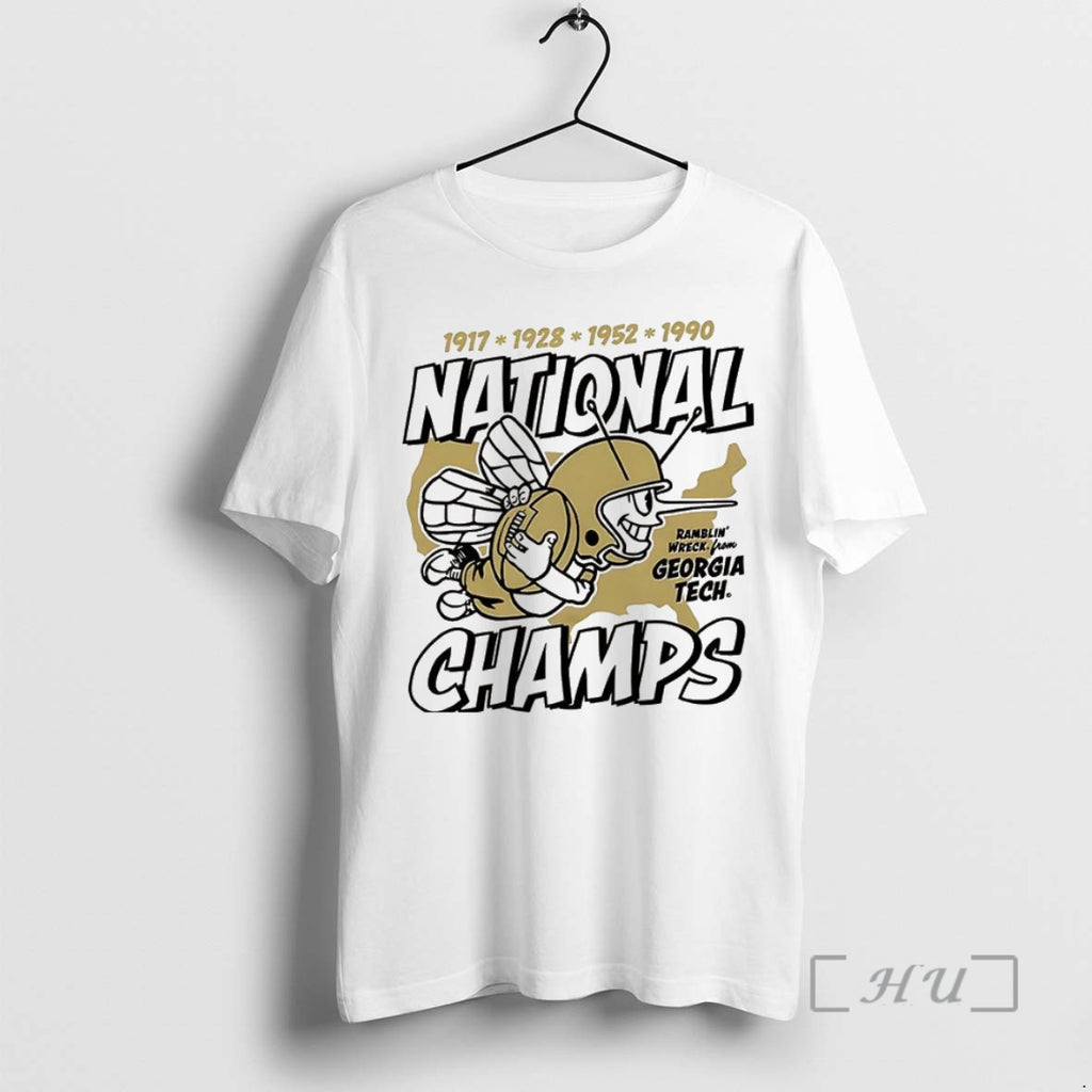 Officials Georgia Tech Yellow Jackets Football Four Time National Champs Mascot Retro T Shirt Sweater