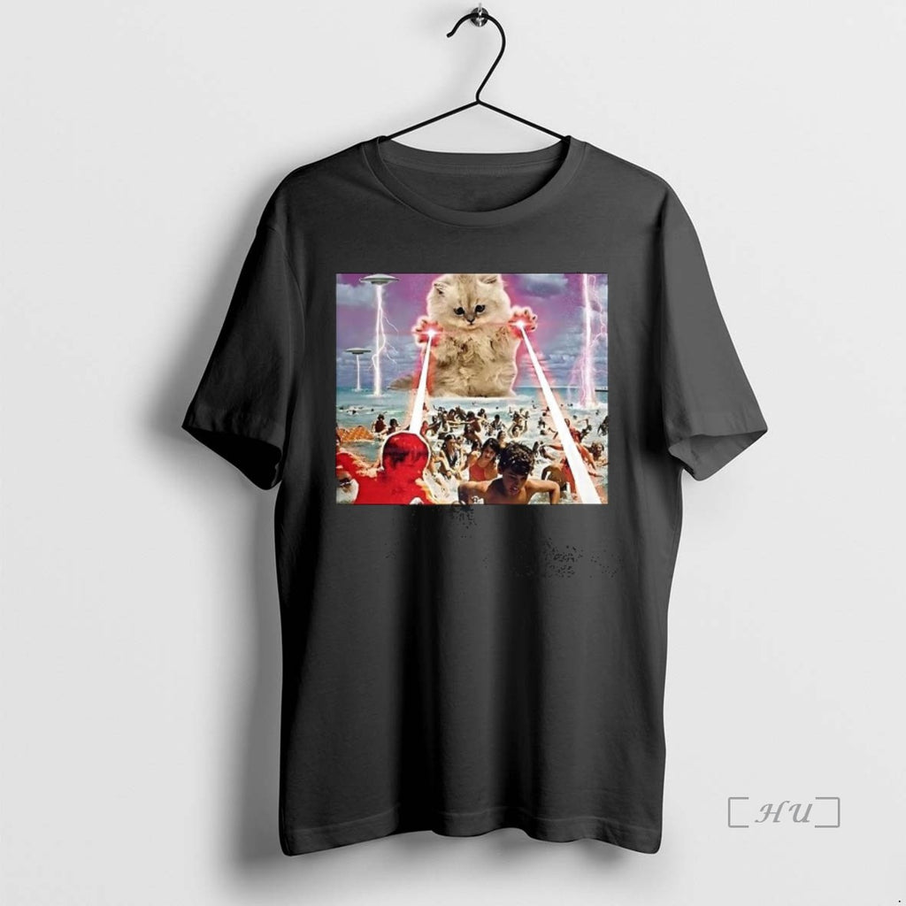 Officials Giant Cat Attacking Laser Ufo Premium T Shirt Sweater