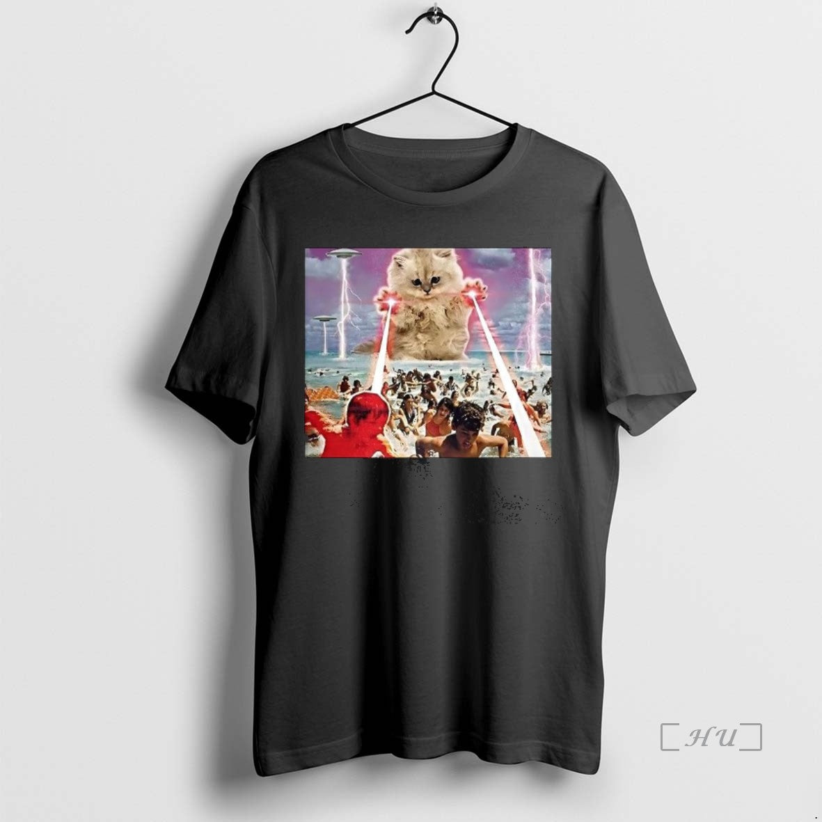 Officials Giant Cat Attacking Laser Ufo Premium T Shirt Sweater