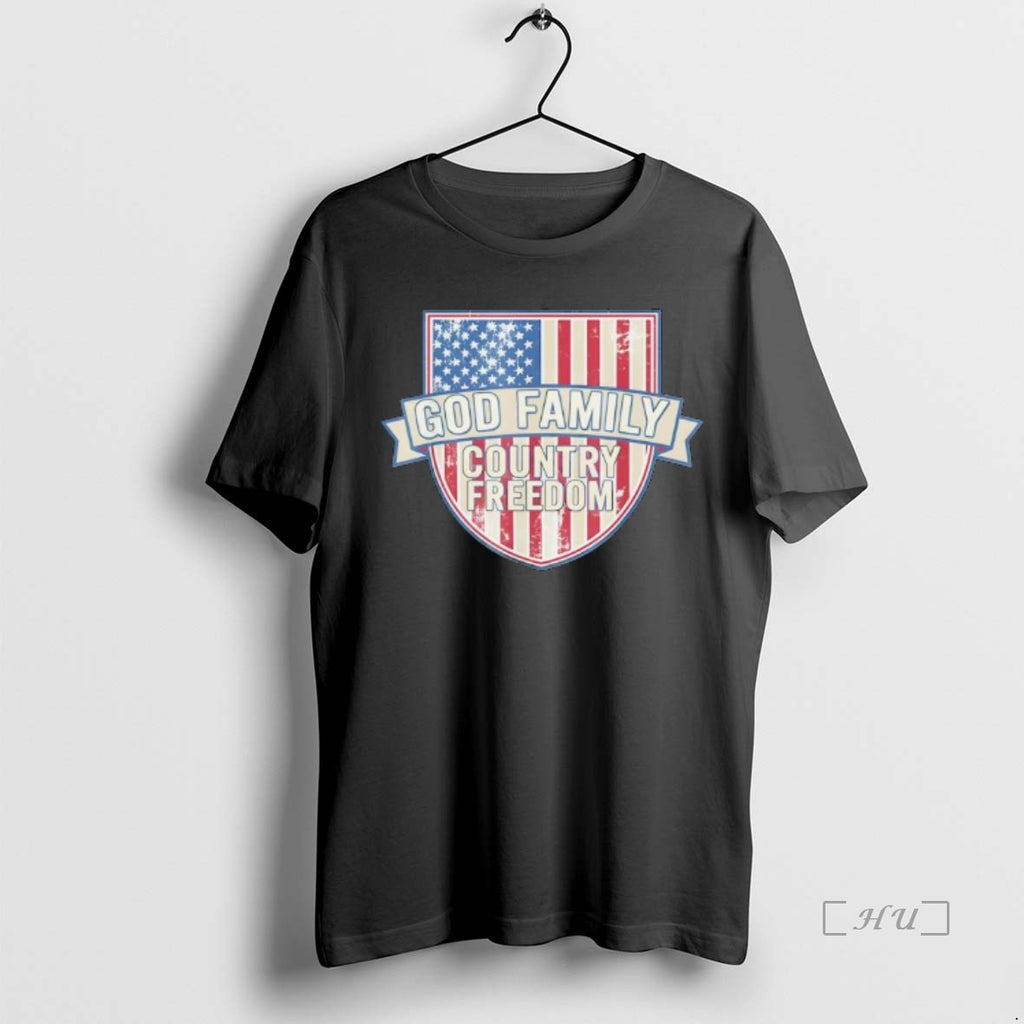 Officials God Family Country Freedom Shield Patriotic Premium T Shirt Sweater