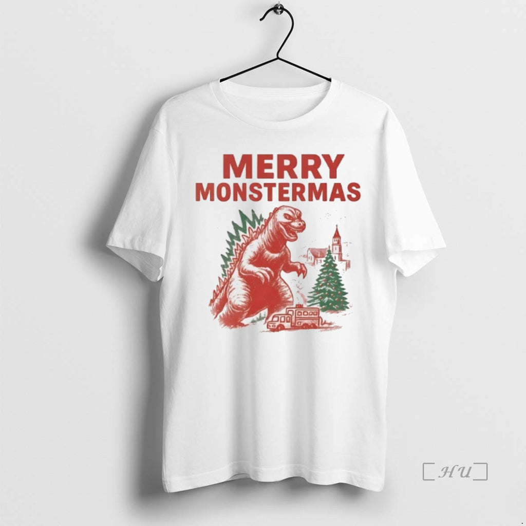 Officials Godzilla Merry Monstermas Christmas T Shirt Sweater