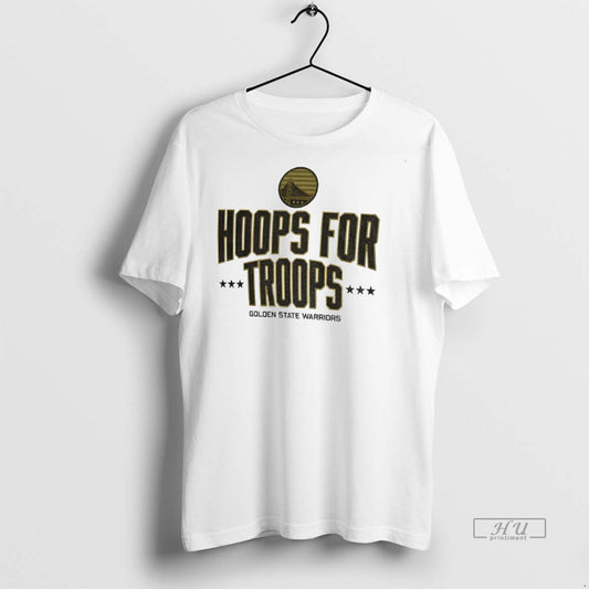 Officials Golden State Warriors Basketball Nba Hoops For Troops Logo Premium Tee Shirt Sweater