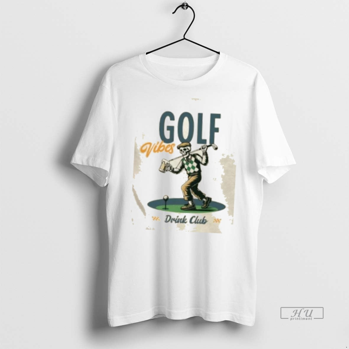 Officials Golf Vibe Drink Club Skeleton Golf Graphic Tee Shirt Sweater