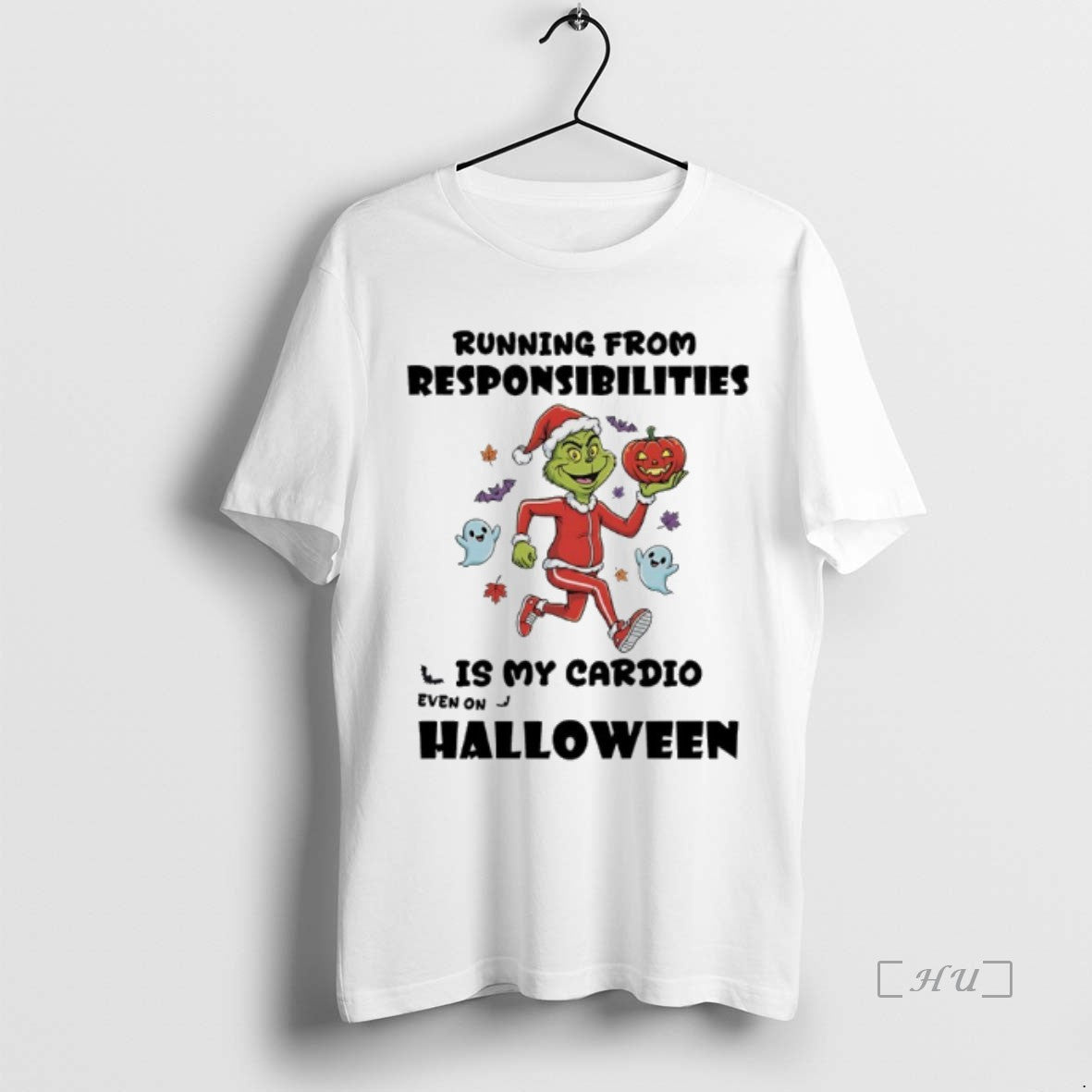 Officials Grinch Christmas Running From Respinsibilities Is My Cardio Even On Halloween Premium T Shirts
