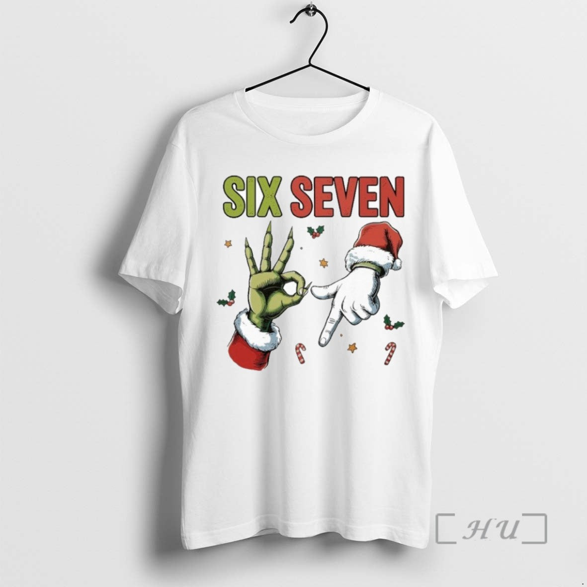 Officials Grinch Hand Six Seven 6 7 67 Meme Christmas Xmas T Shirt Sweater