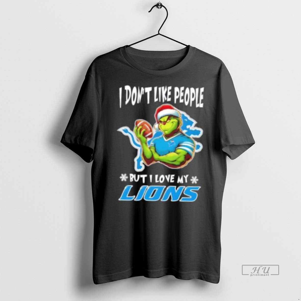 Officials Grinch I Dont Like People But I Love My Detroit Lions Football Christmas Premium