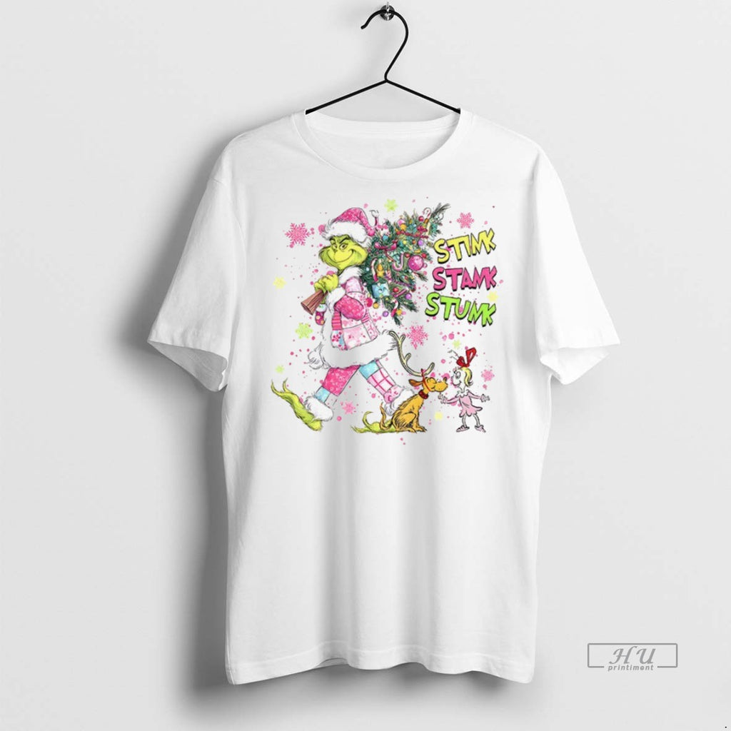 Officials Grinch Pink Santa Stink Stank Stunk Christmas Tee Shirt Sweater
