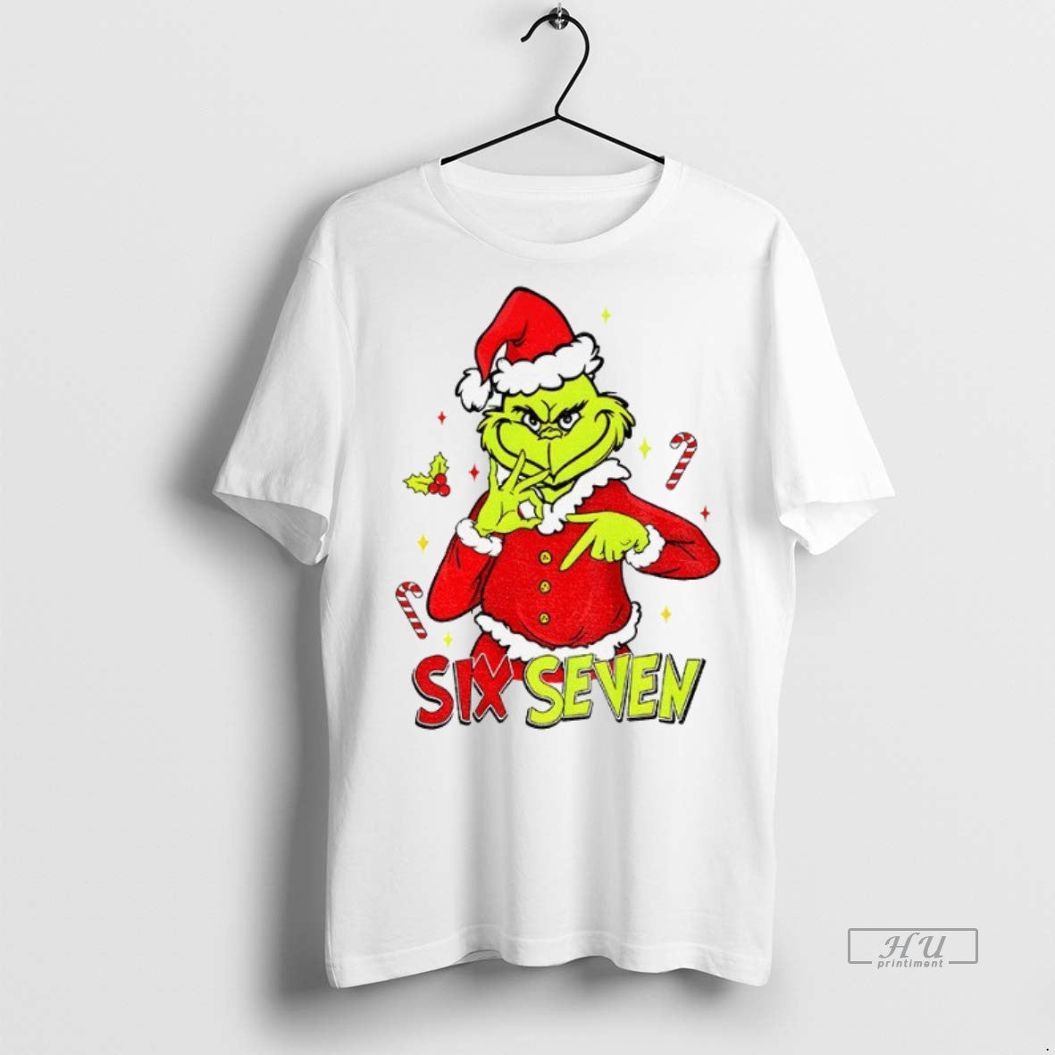 Officials Grinch Santa 6 7 Six Seven Meme Christmas Mean Guy Tee Shirt Sweater