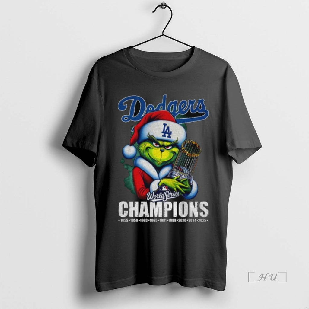 Officials Grinch Santa Los Angeles Dodgers World Series Champions Trophy Premium T Shirt Sweater