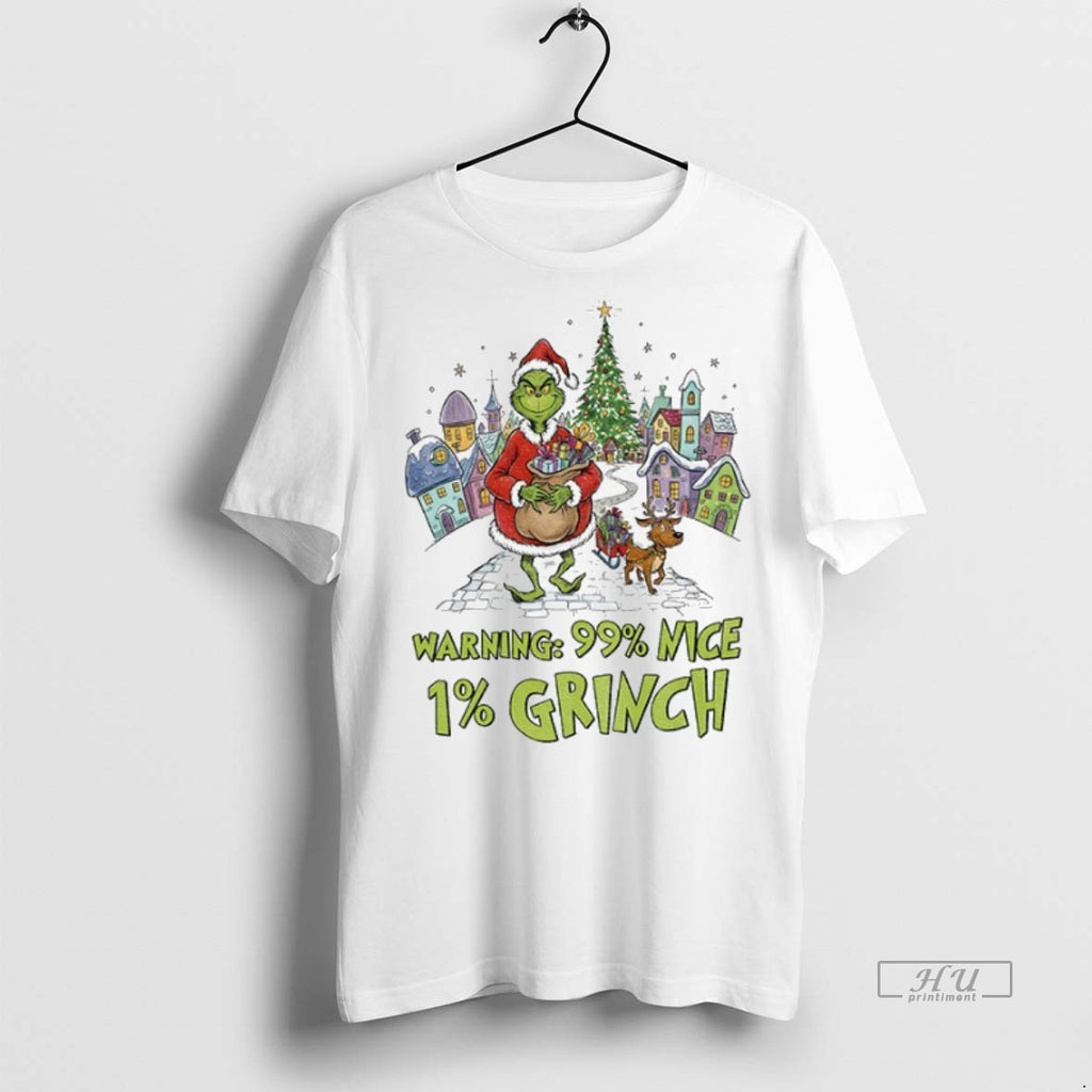 Officials Grinch And Max Warning 99 Nice 1 Grinch Merry Christmas Premium Tee Shirt Sweater