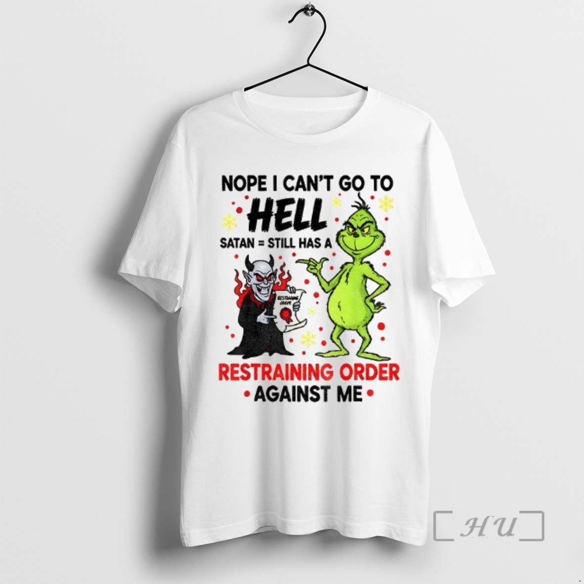 Officials Grinch With Devil Nope I Cant Go To Hell Satan Still Has A Restraining