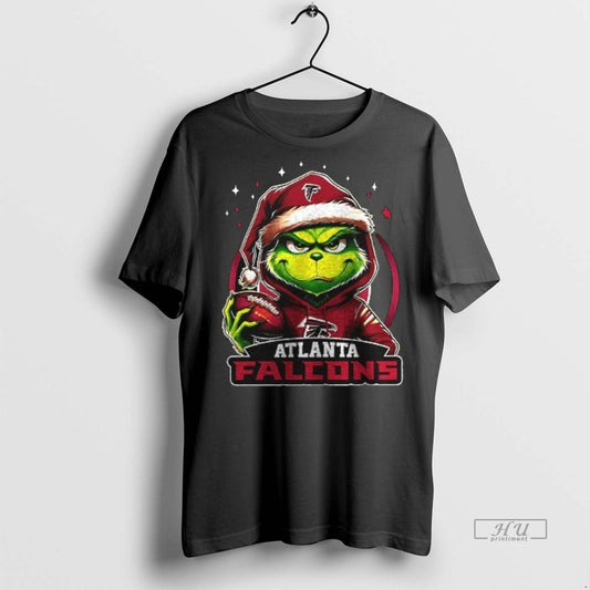 Officials Grinch With Santa Hat X Atlanta Falcons Merry Christmas Premium Tee Shirt Sweater
