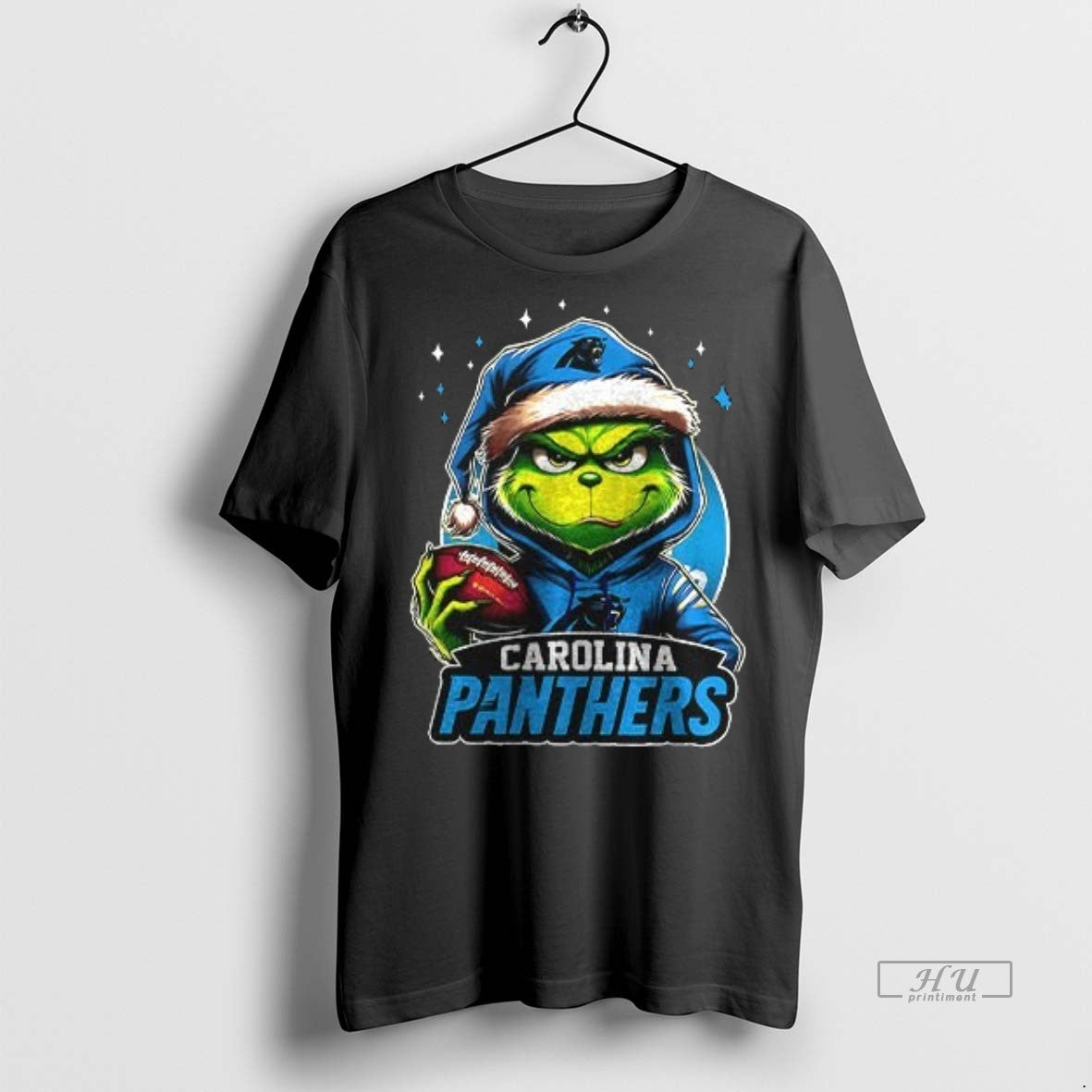 Officials Grinch With Santa Hat X Carolina Panthers Merry Christmas Premium Tee Shirt Sweater