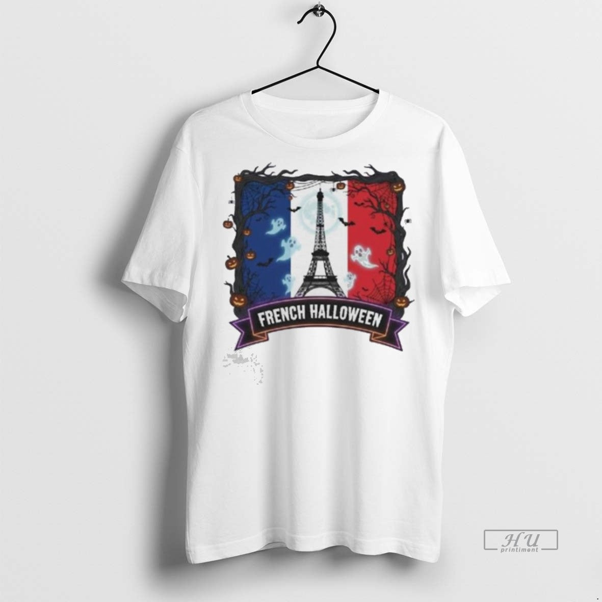 Officials Haunted France Flag Sticker Spooky Tricolor French Decal Premium Tee Shirt Sweater