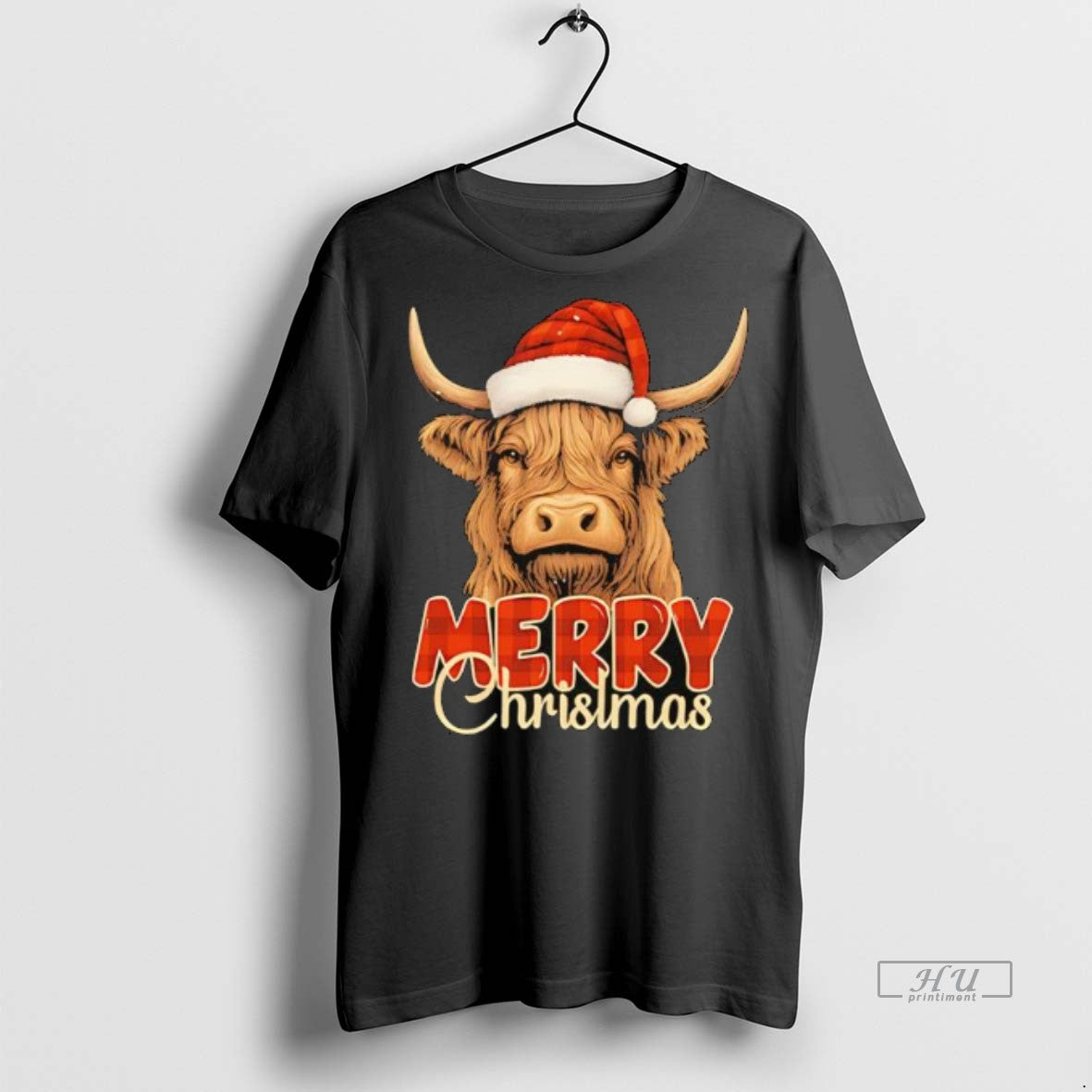 Officials Highland Cow Santa Hat Merry Christmas Premium Tee Shirt Sweater