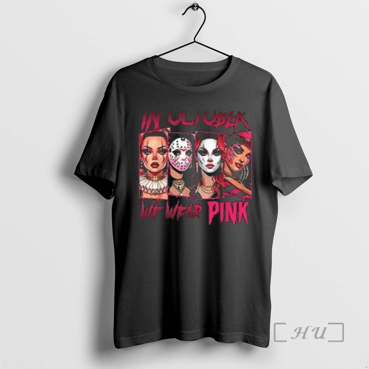 Officials Horror Girl We Wear Pink In October Breast Cancer Awareness Premium T Shirt Sweater