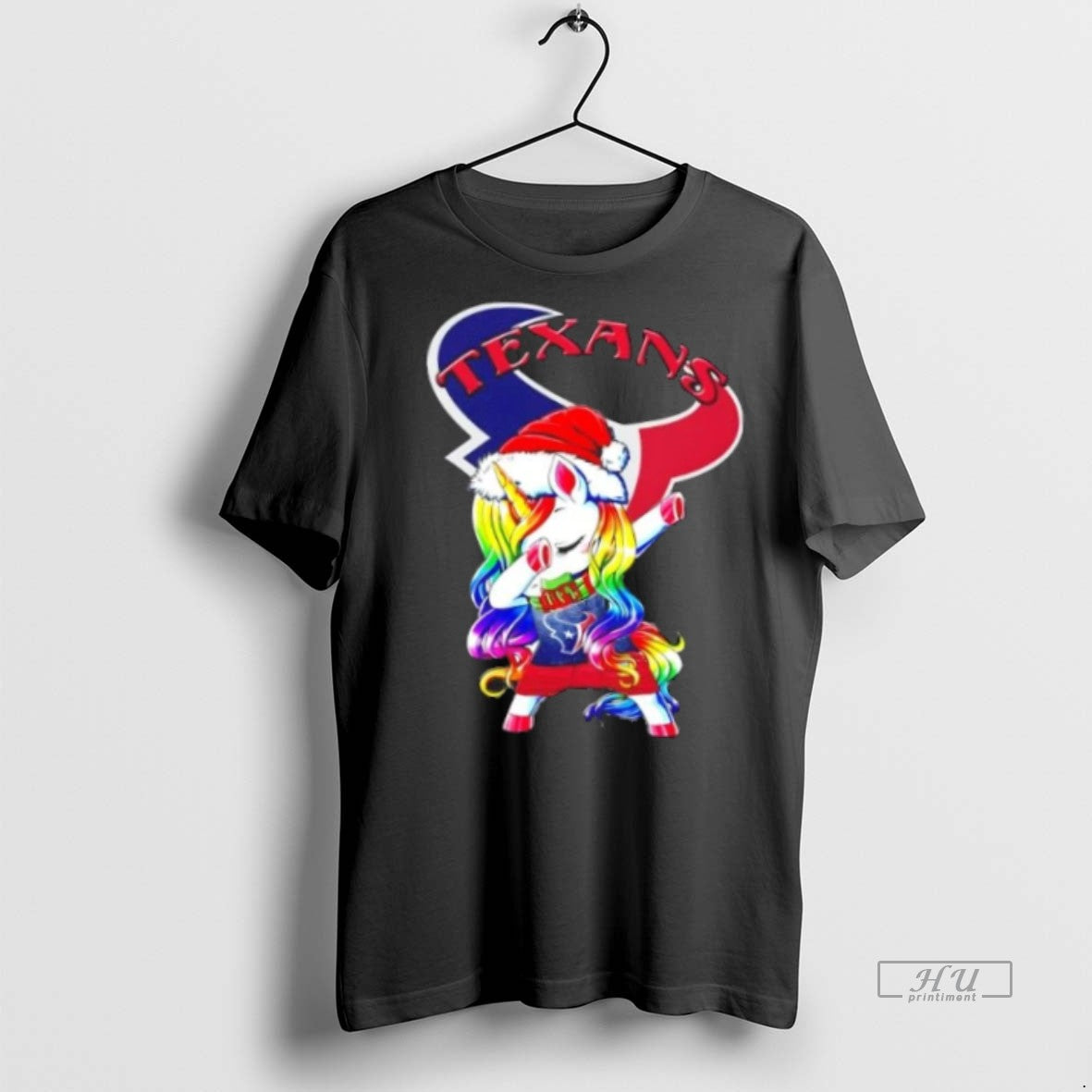 Officials Houston Texans X Unicorn Santa Hat Dabbing Merry Christmas Premium Tee Shirt Sweater