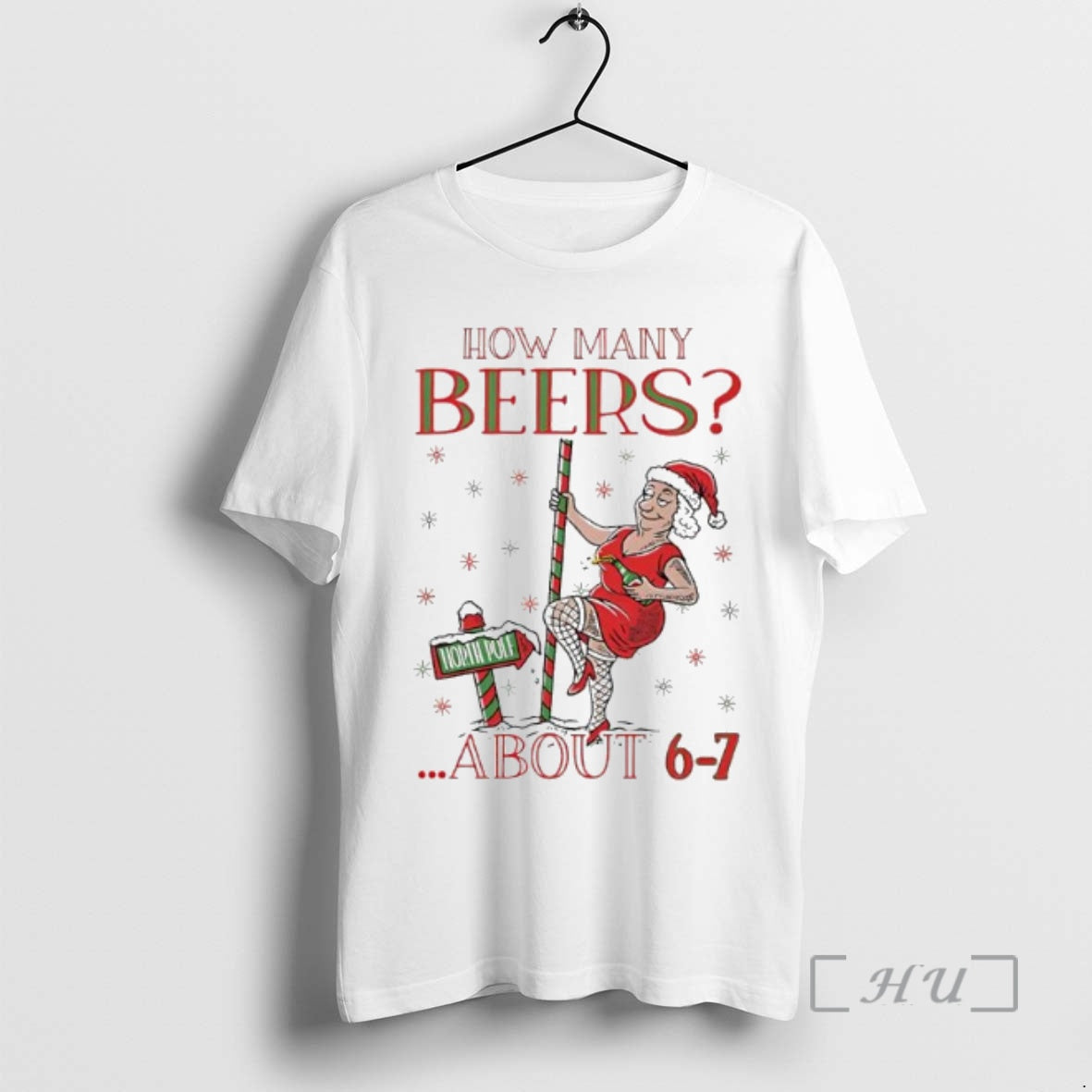 Officials How Many Beers About 6 7 North Pole Mrs Clause Ugly Premium T Shirts