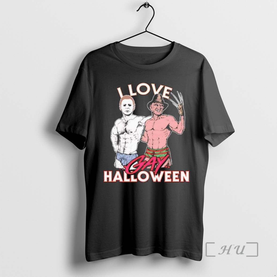 Officials I Love Gay Halloween Michael Myers And Freddy Krueger Premium T Shirt Sweater