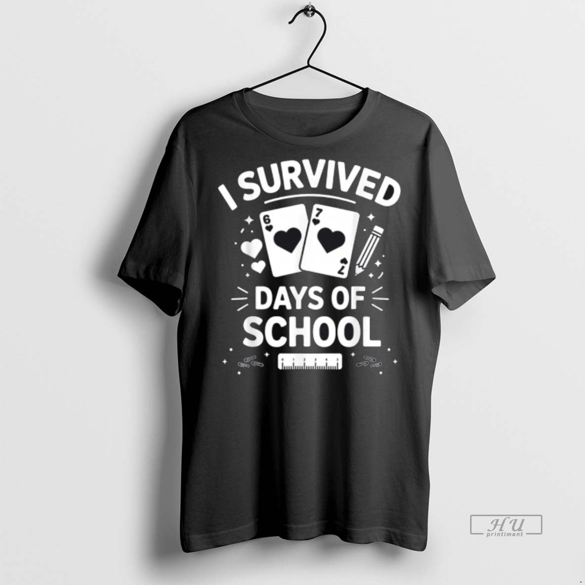 Officials I Survived 67 Days Of School Cards Teachers Students Hearts Premium Tee Shirt Sweater