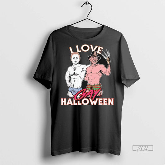 Officials I Love Gay Halloween Michael Myers And Jason Voorhees Premium Tee Shirt Sweater