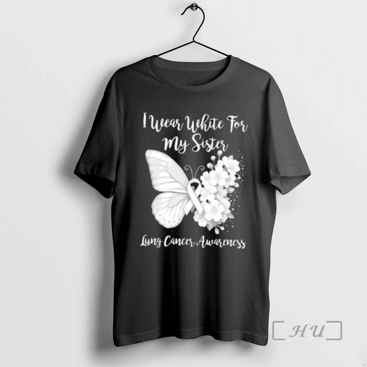 Officials I Wear White For My Sister Lung Cancer Awareness Butterfly Floral T Shirt Sweater