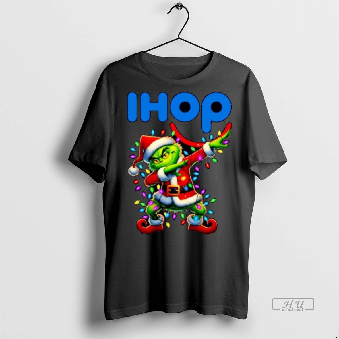 Officials Ihop X Grinch Dabbing Merry Christmas Ornaments Premium Tee Shirt Sweater