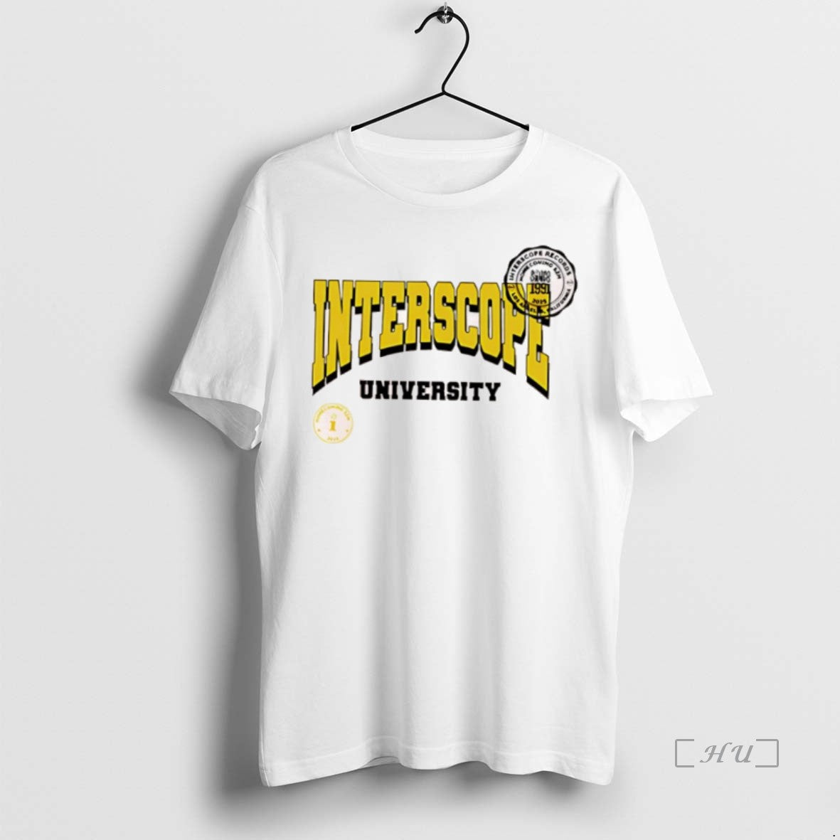 Officials Interscope Yellow University Logo T Shirt Sweater