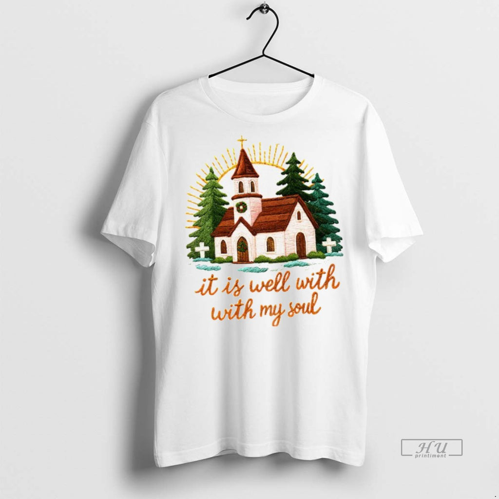 Officials It Is Well With My Soul Christmas Church Scene Tee Shirt Sweater