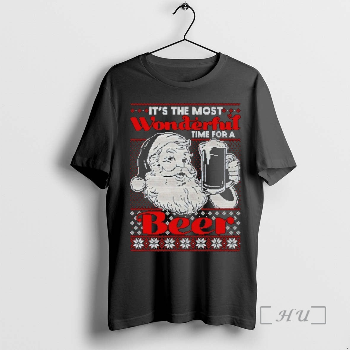 Officials Its The Most Wonderful Time For A Beer Santa Ugly Christmas Premium T Shirts