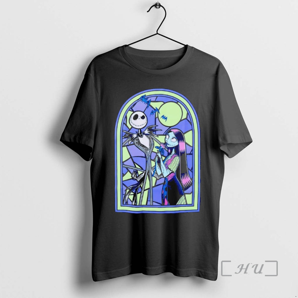 Officials Jack And Sally The Nightmare Before Christmas Stained Glass Premium T Shirt Sweater