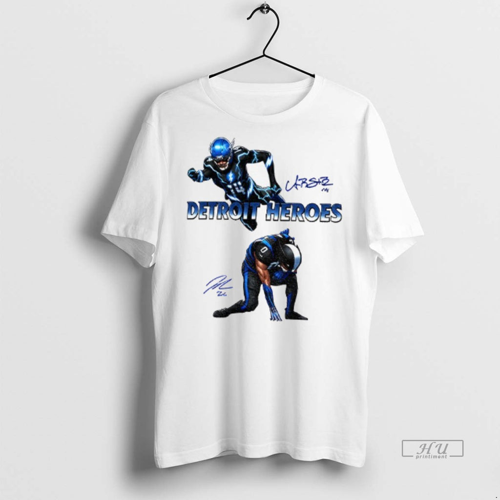 Officials Jahmyr Gibbs And Amon Ra St Brown Detroit Heroes 2025 Signature Graphic