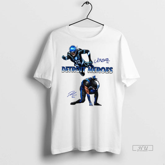 Officials Jahmyr Gibbs And Amon Ra St Brown Detroit Heroes 2025 Signature Graphic