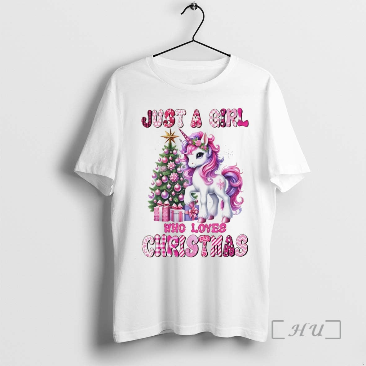 Officials Just A Girl Who Loves Christmas Unicorn Tree White