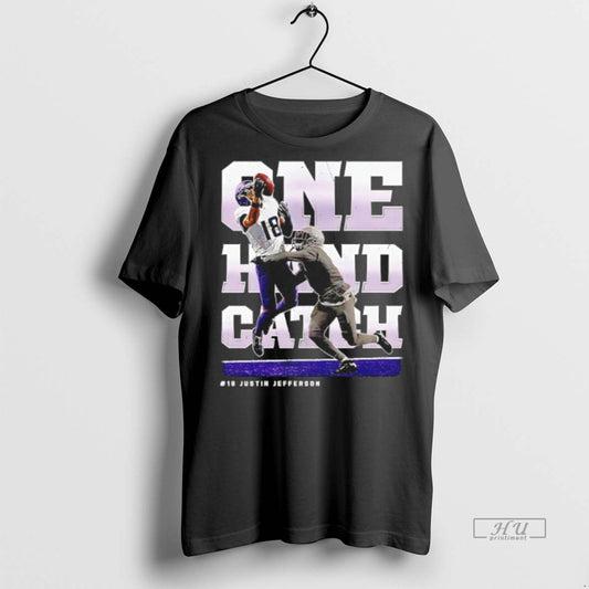 Officials Justin Jefferson 18 Minnesota Vikings One Hand Catch Premium Tee Shirt Sweater