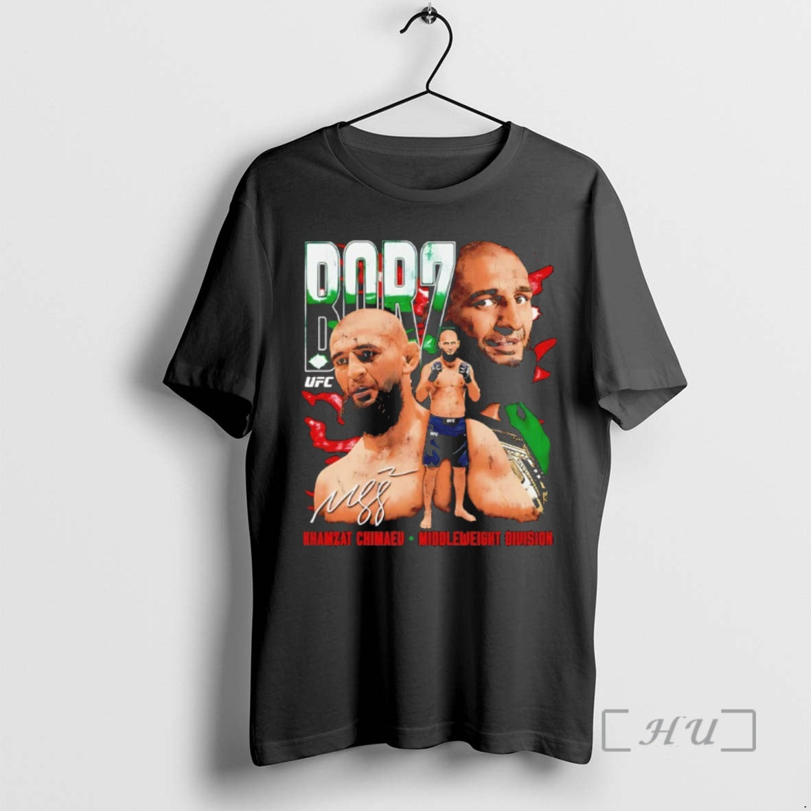 Officials Khamzat Chimaev Borz Ufc Middleweight Division Autographed T Shirt Sweater