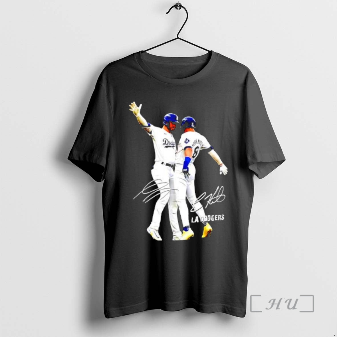 Officials Kike Hernandez And Gavin Lux Funny Celebartion Los Angeles Baseball Signatures Premium T Shirts