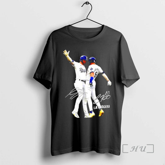 Officials Kike Hernandez And Gavin Lux Funny Celebartion Los Angeles Baseball Signatures Premium T Shirts