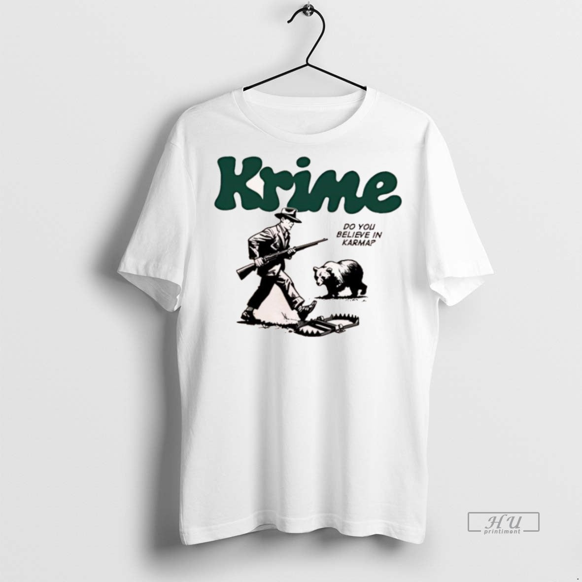 Officials Krime Do You Believe In Karma Man And Bear Graphic Premium Tee Shirt Sweater