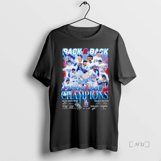 Officials La Dodgers Back 2 Back 24 25 National League Champions Signatures T Shirts Sweater