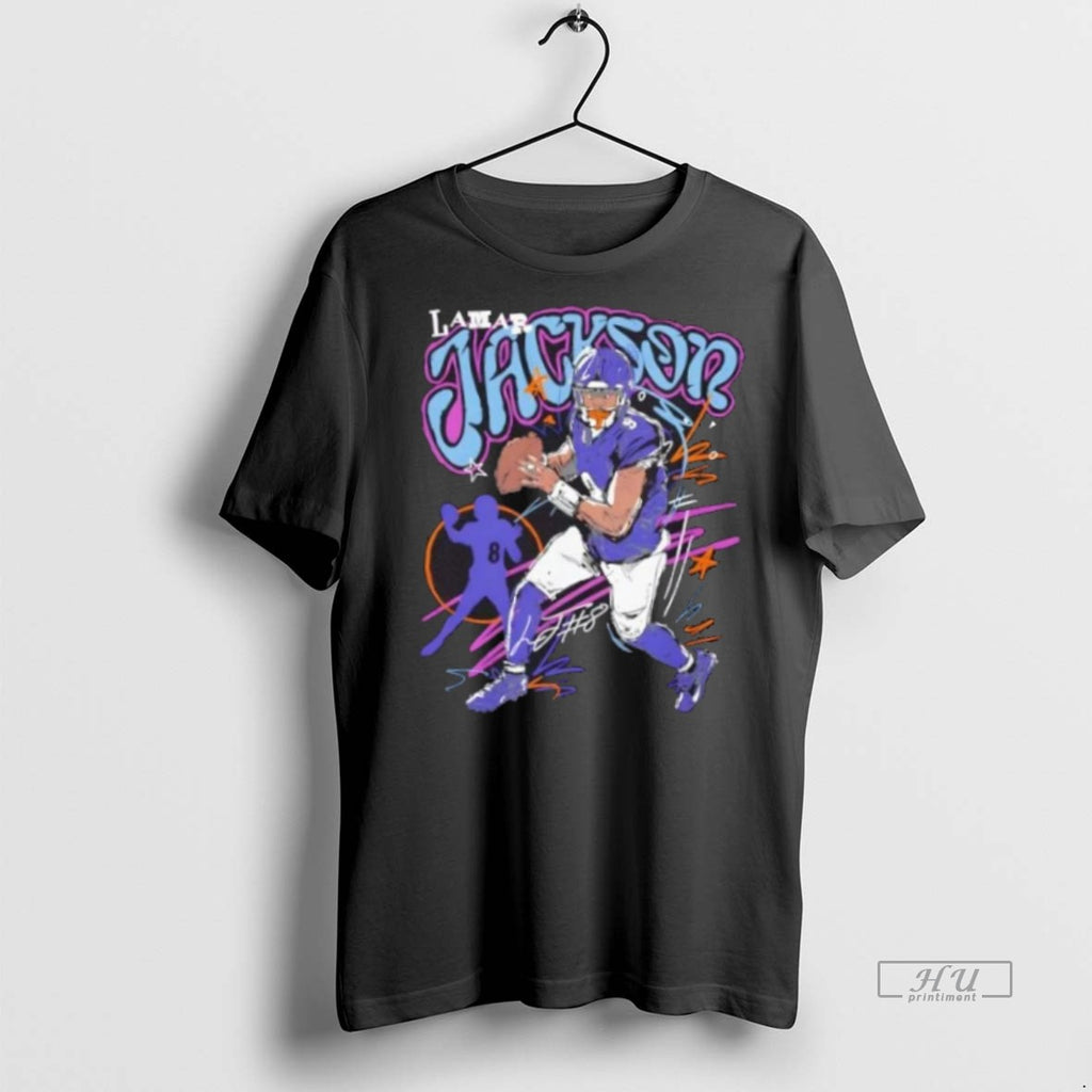 Officials Lamar Jackson Baltimore Ravens Scribble Football Signature Premium Tee Shirt Sweater
