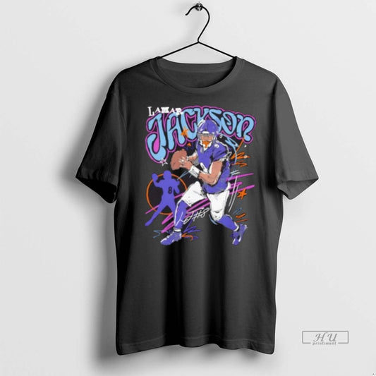 Officials Lamar Jackson Baltimore Ravens Scribble Football Signature Premium Tee Shirt Sweater