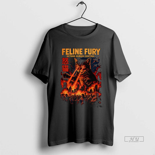 Officials Laser Cat Feline Fury Beyond Human Control Graphic Premium Tee Shirt Sweater
